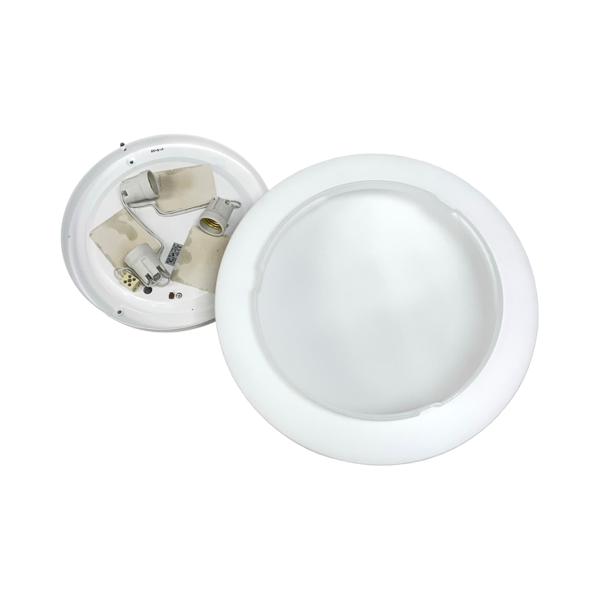 Plafon Space Age, biały, szkło, Peill & Putzler, Niemcy, lata 70. - 210337