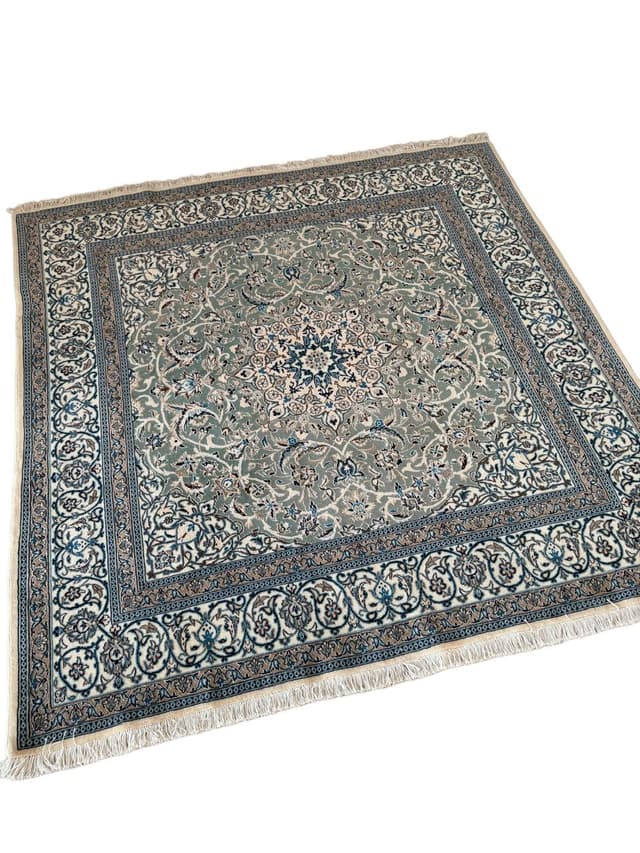 Rug Nain 200x200 cm, blue, wool silk, Iran - DIMENSION