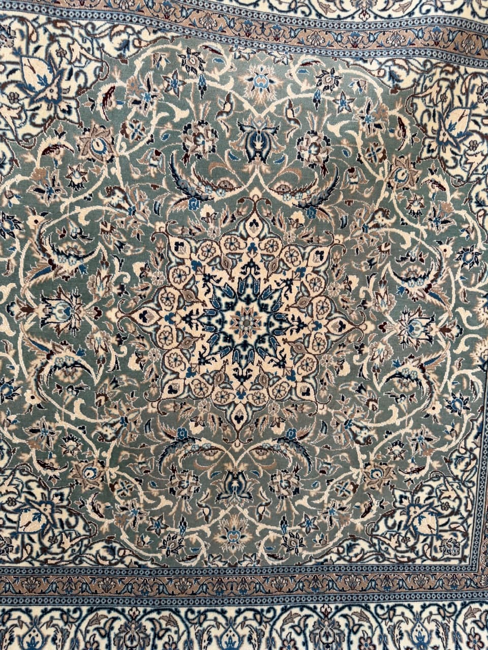 Rug Nain 200x200 cm, blue, wool silk, Iran - 210422