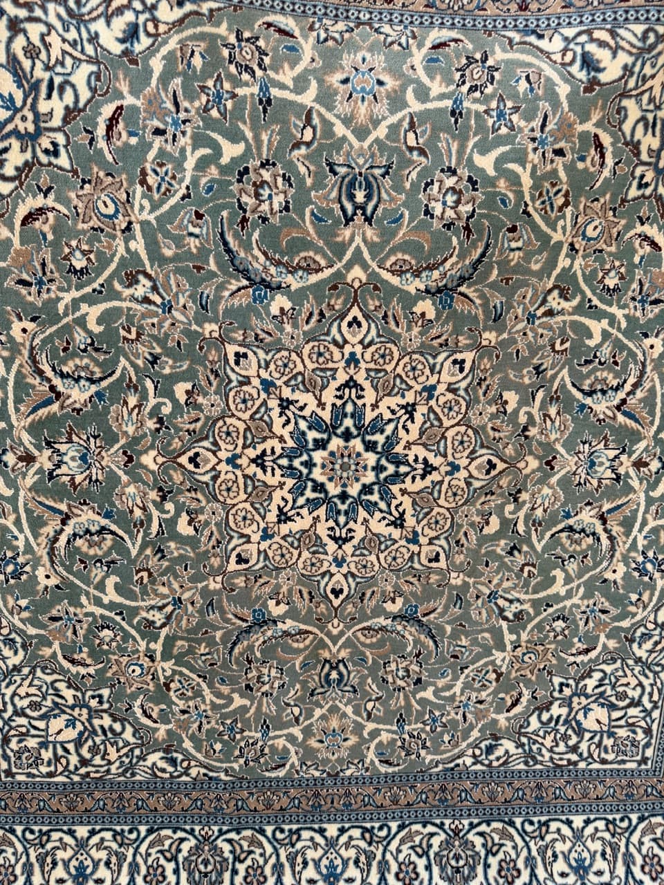 Rug Nain 200x200 cm, blue, wool silk, Iran - 210420