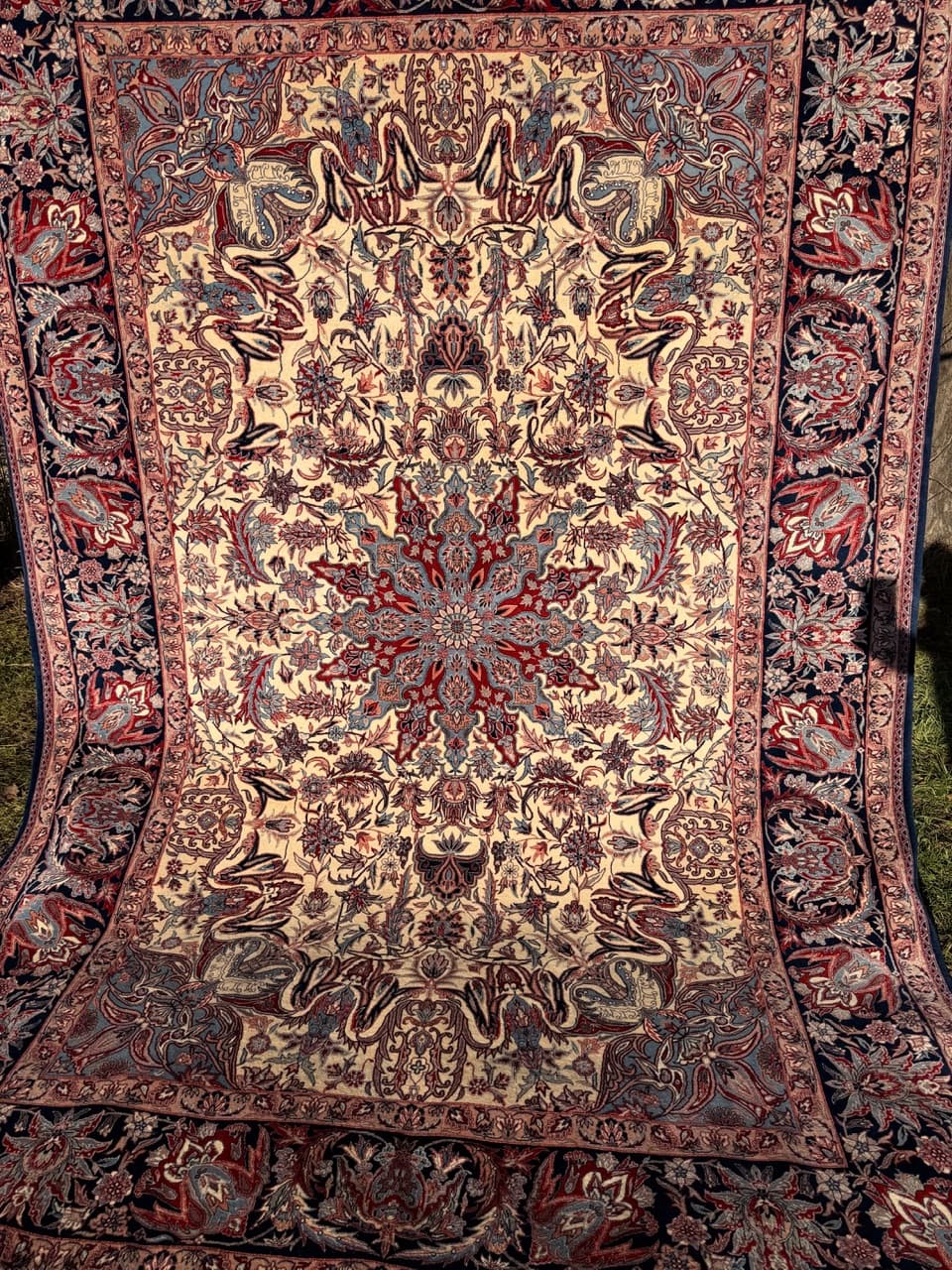 Dywan Isfahan 300x200 cm, beżowy, wełna z jedwabiem, Iran - 210433