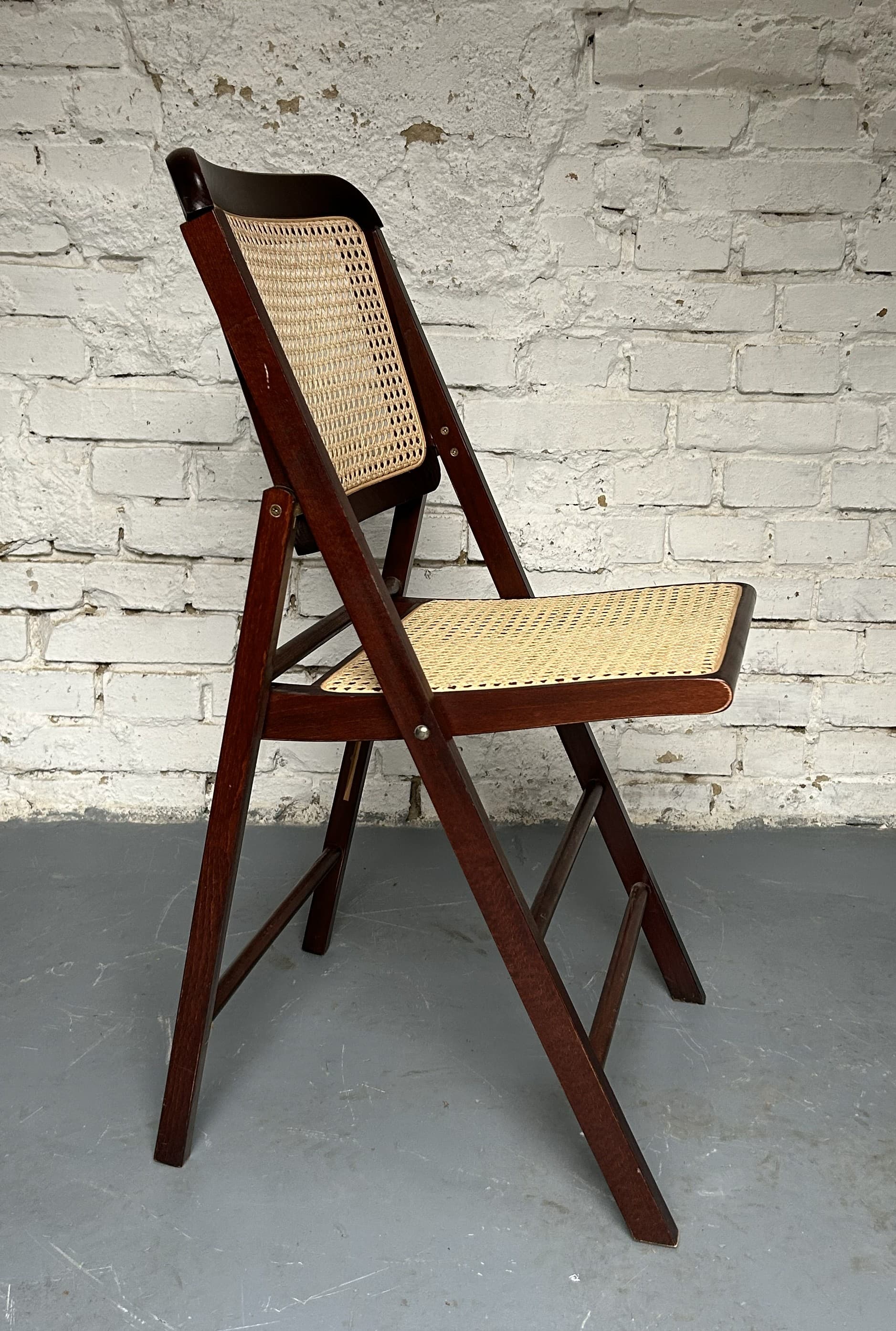 Krzesło składane, brązowy, rattan, lata 70. - 210476