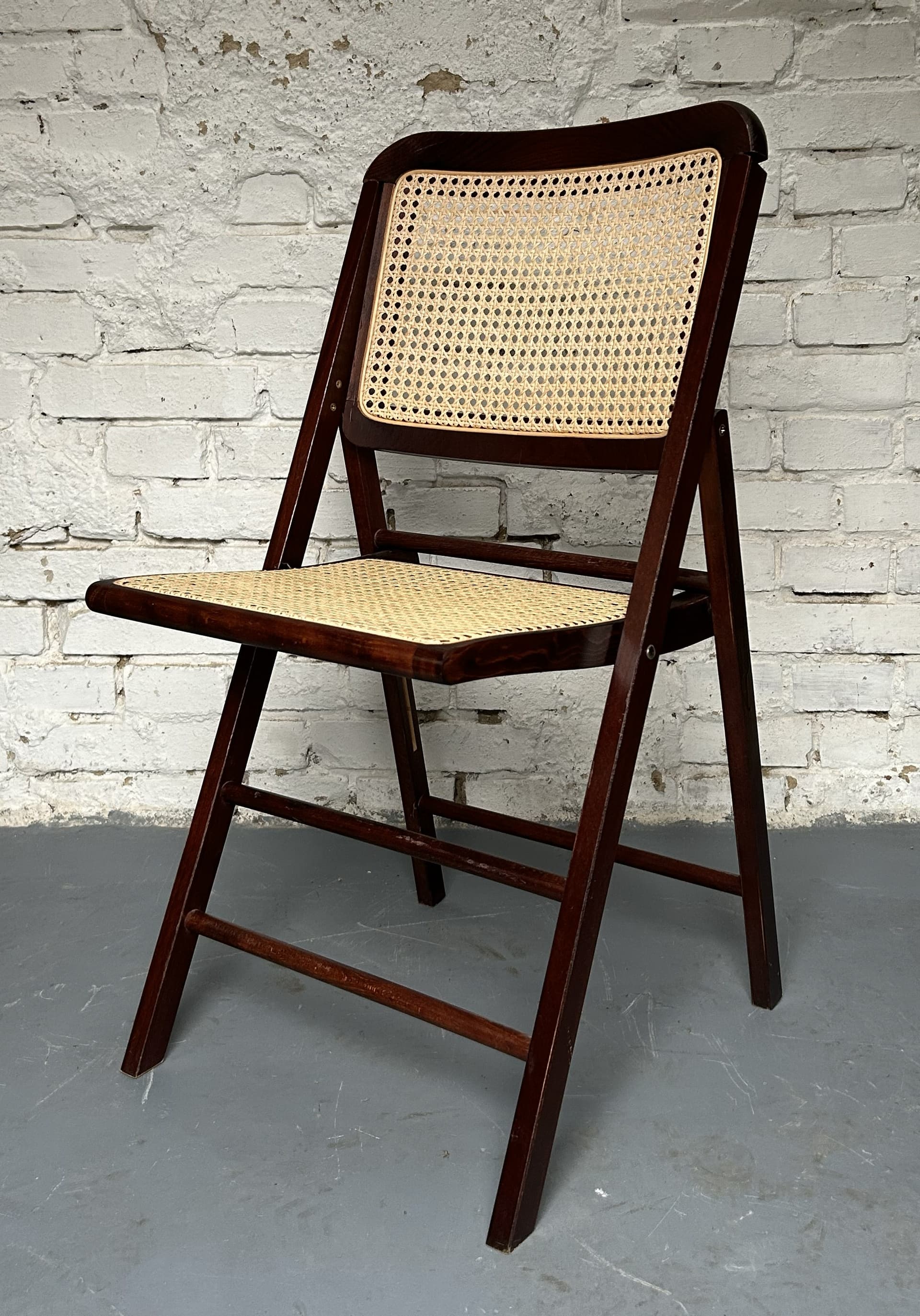 Krzesło składane, brązowy, rattan, lata 70. - 210474