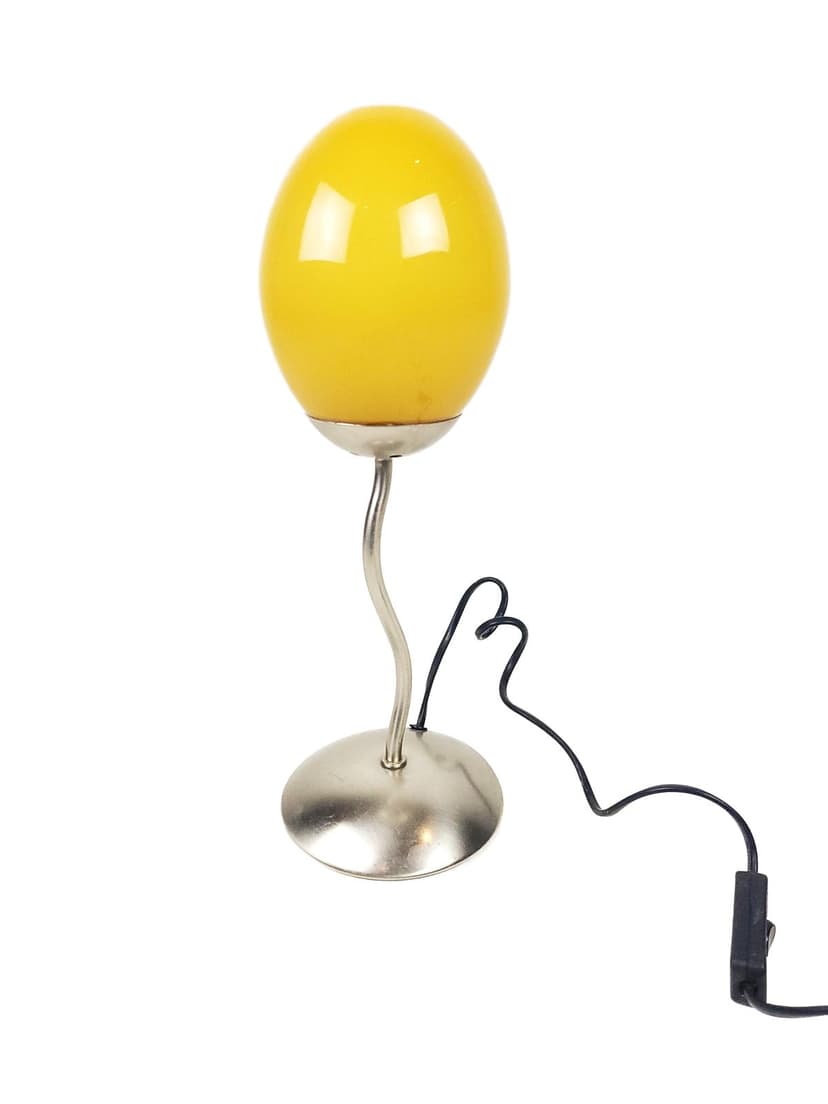 Lampa stołowa Memphis, żółty, szkło, lata 90.