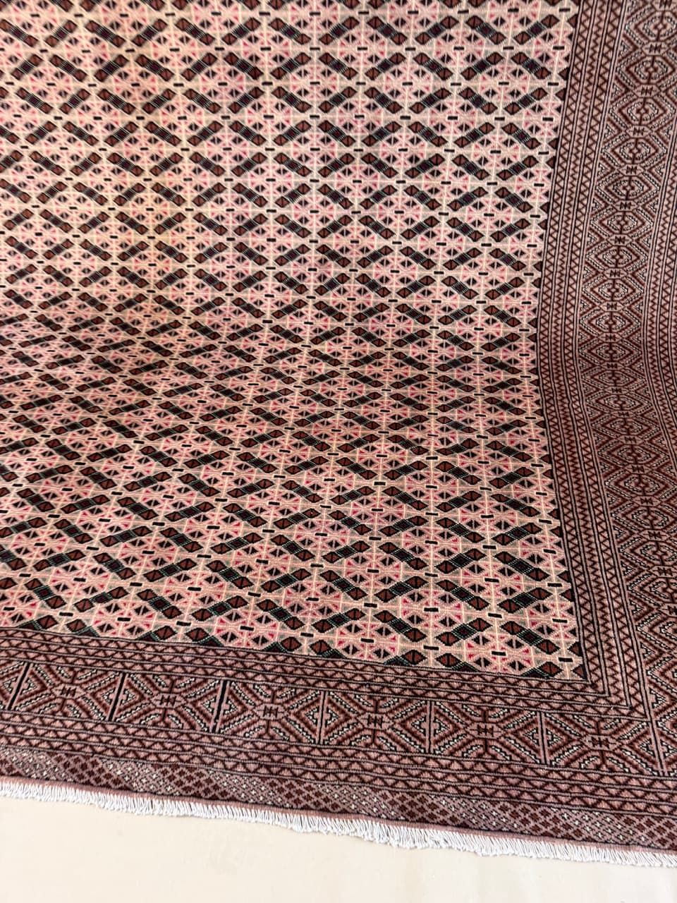 Dywan Buchara, art déco, beżowy, wełna kaszmirowa, Pakistan - 210632