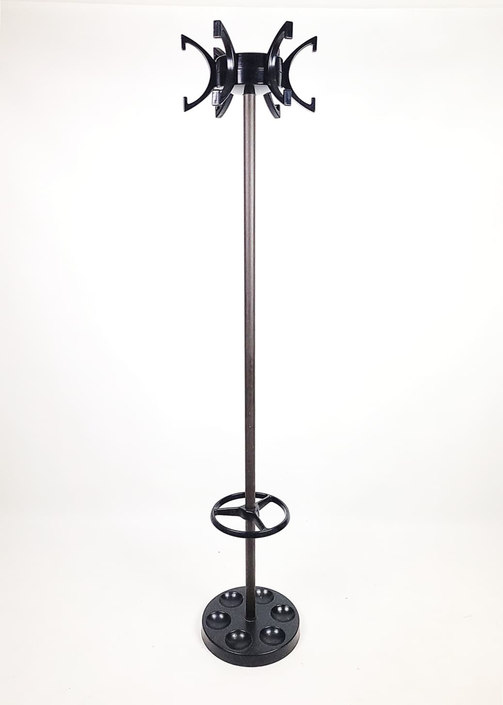 Wieszak podłogowy, ciemnobrązowy, metal, lata 80. - 210691