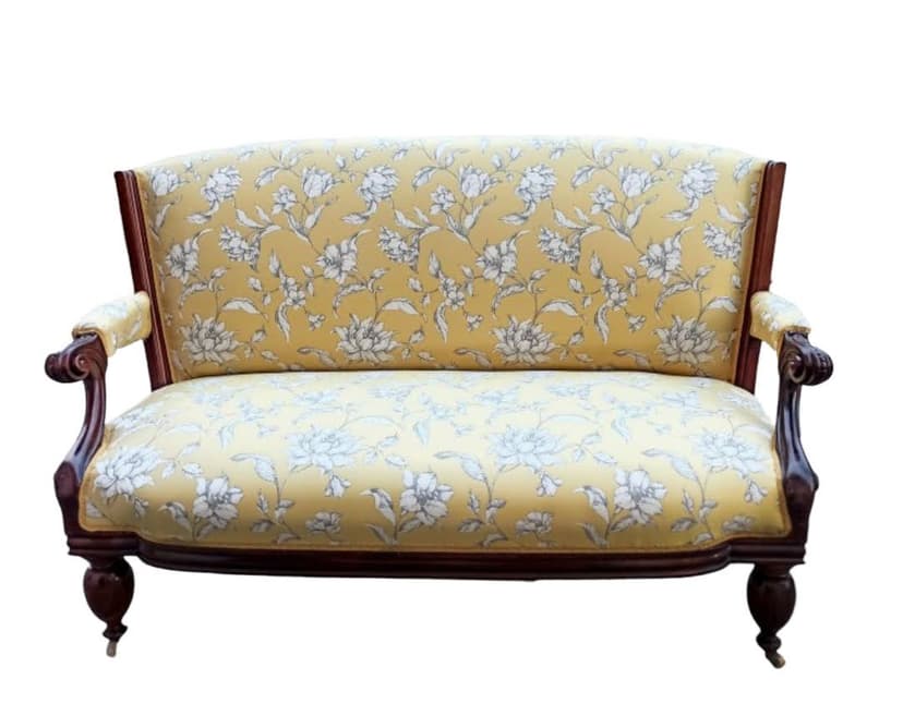 Sofa Ludwik Filip, żółty, żakard, drewno, Francja, XIX w.