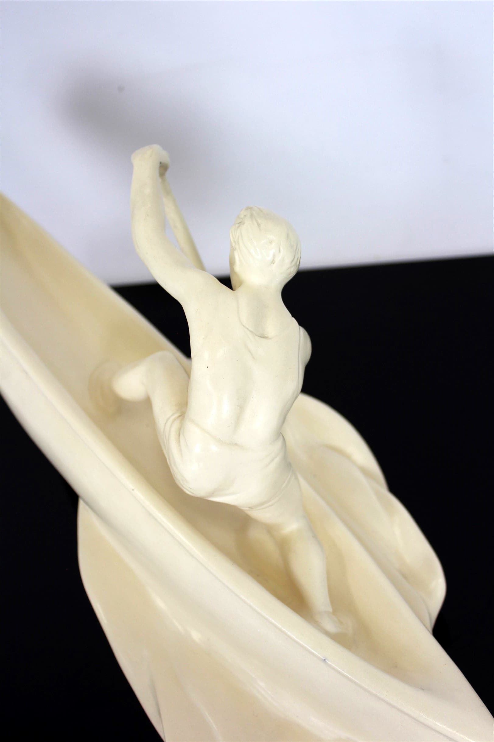 Figurka wioślarza, kość słoniowa, ceramika, Jihokera Bechyně, Czechy, lata 50. - 210746