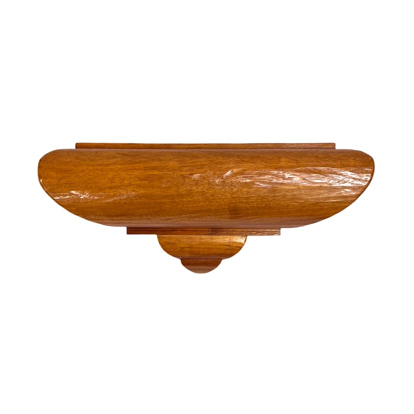 Półka ścienna Art Deco, akacja jasnobrązowa, Francja, lata 30.