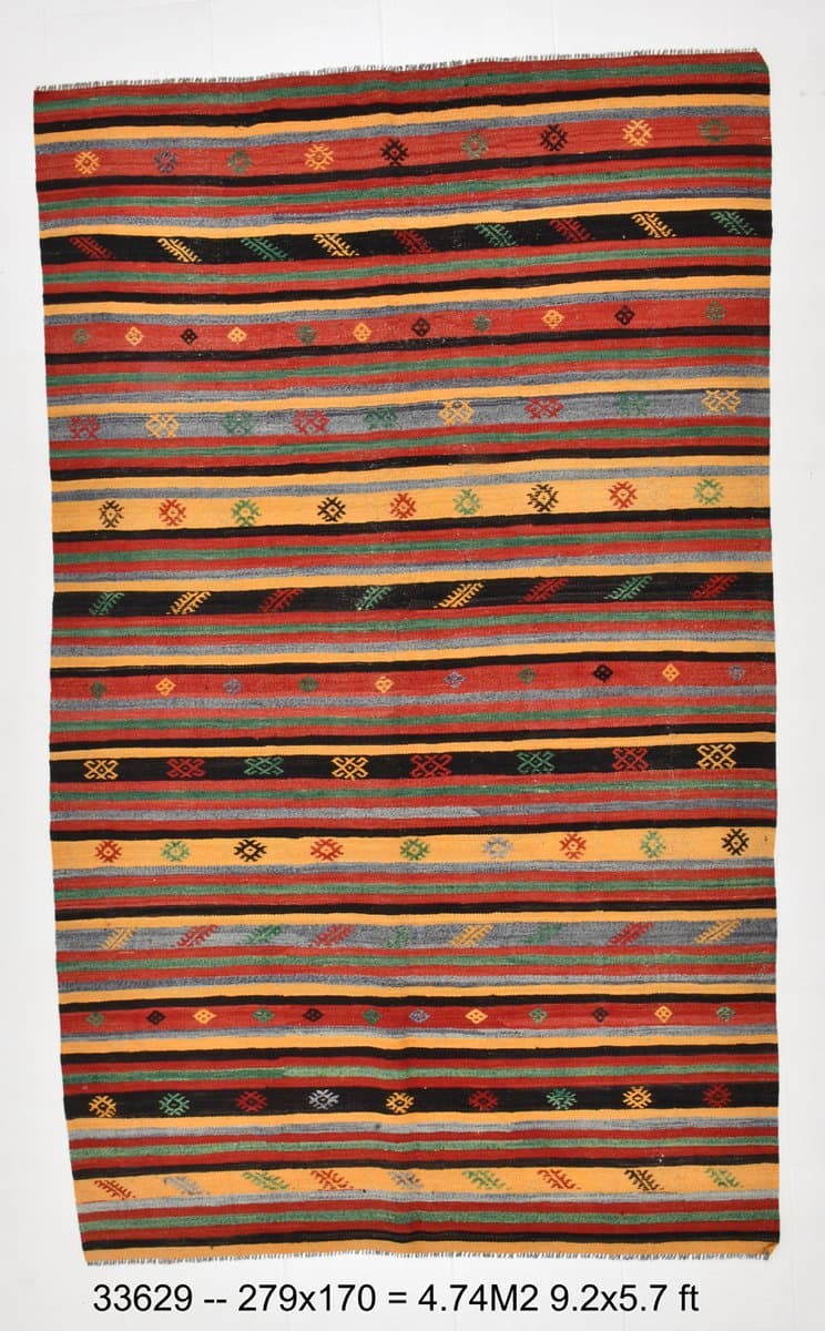 Dywan 279x170 cm, czerwony, brązowy, wełna, Turcja, lata 60. - 211244