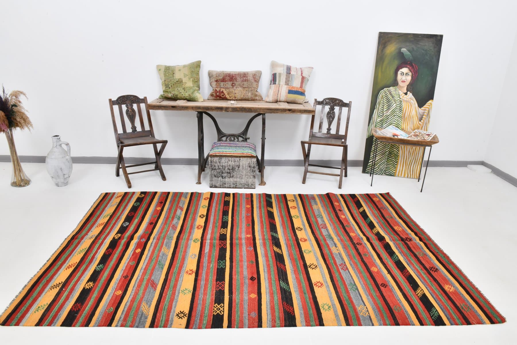 Dywan 279x170 cm, czerwony, brązowy, wełna, Turcja, lata 60. - 211245