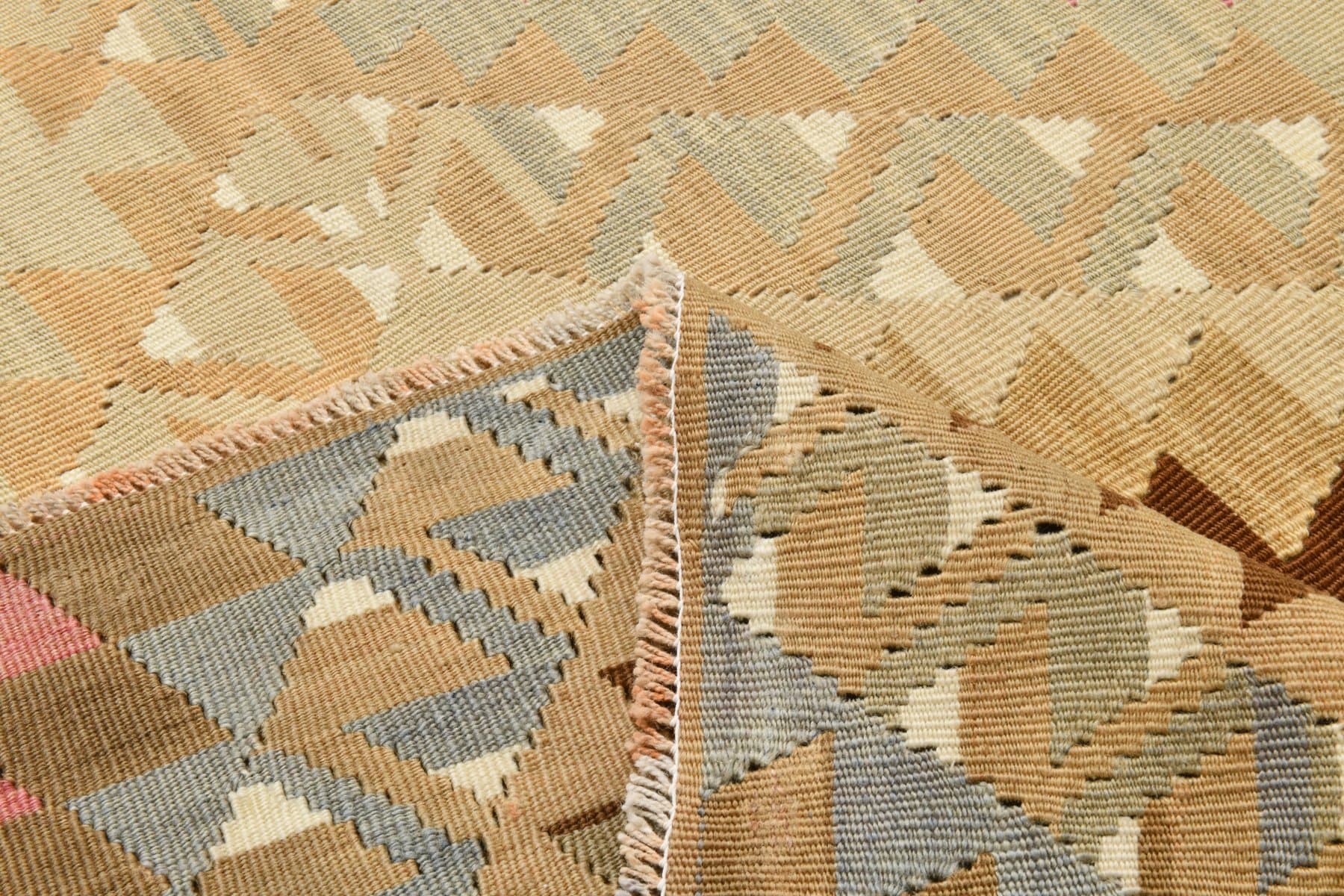 Kilim 167x290 cm, beżowy, brązowy, wełna, Turcja, lata 60. - 211238