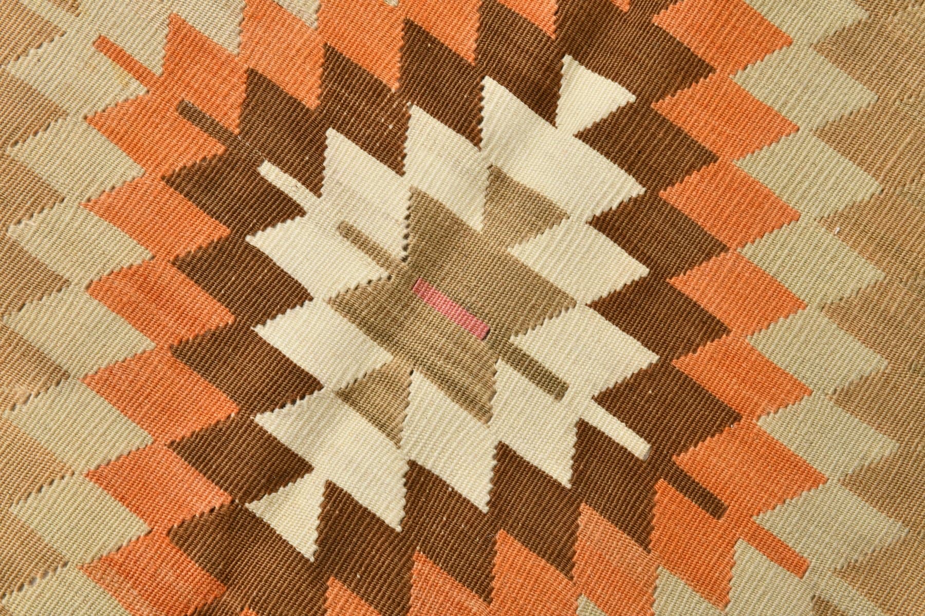 Kilim 167x290 cm, beżowy, brązowy, wełna, Turcja, lata 60. - 211235