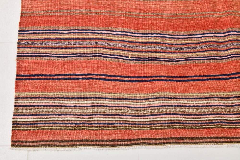 Kilim 162x257 cm, beżowy, czerwony, bawełna, lata 70. - 211204