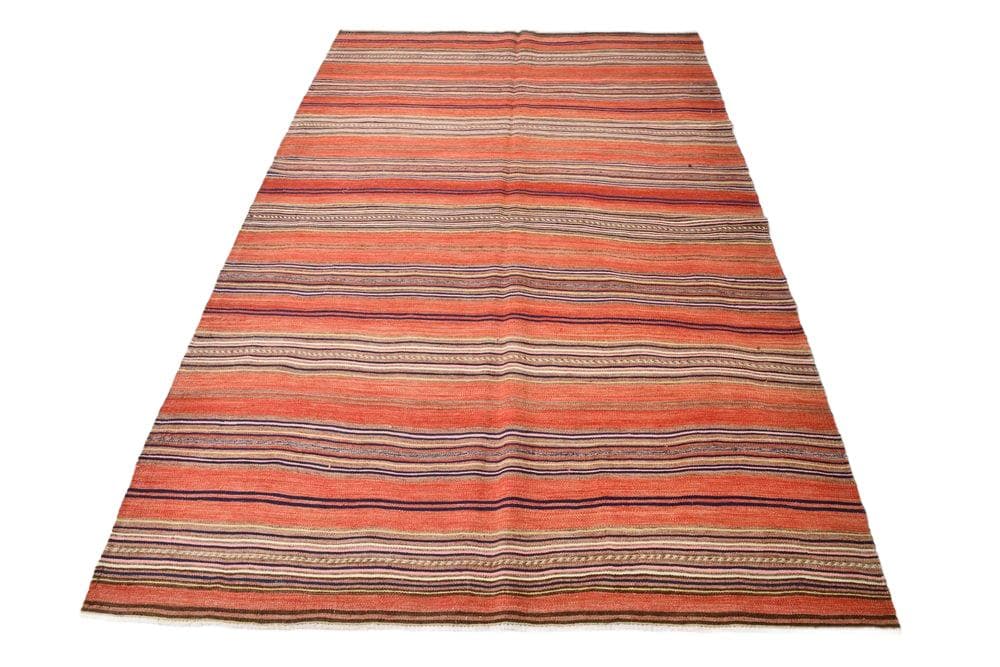 Kilim 162x257 cm, beżowy, czerwony, bawełna, lata 70.