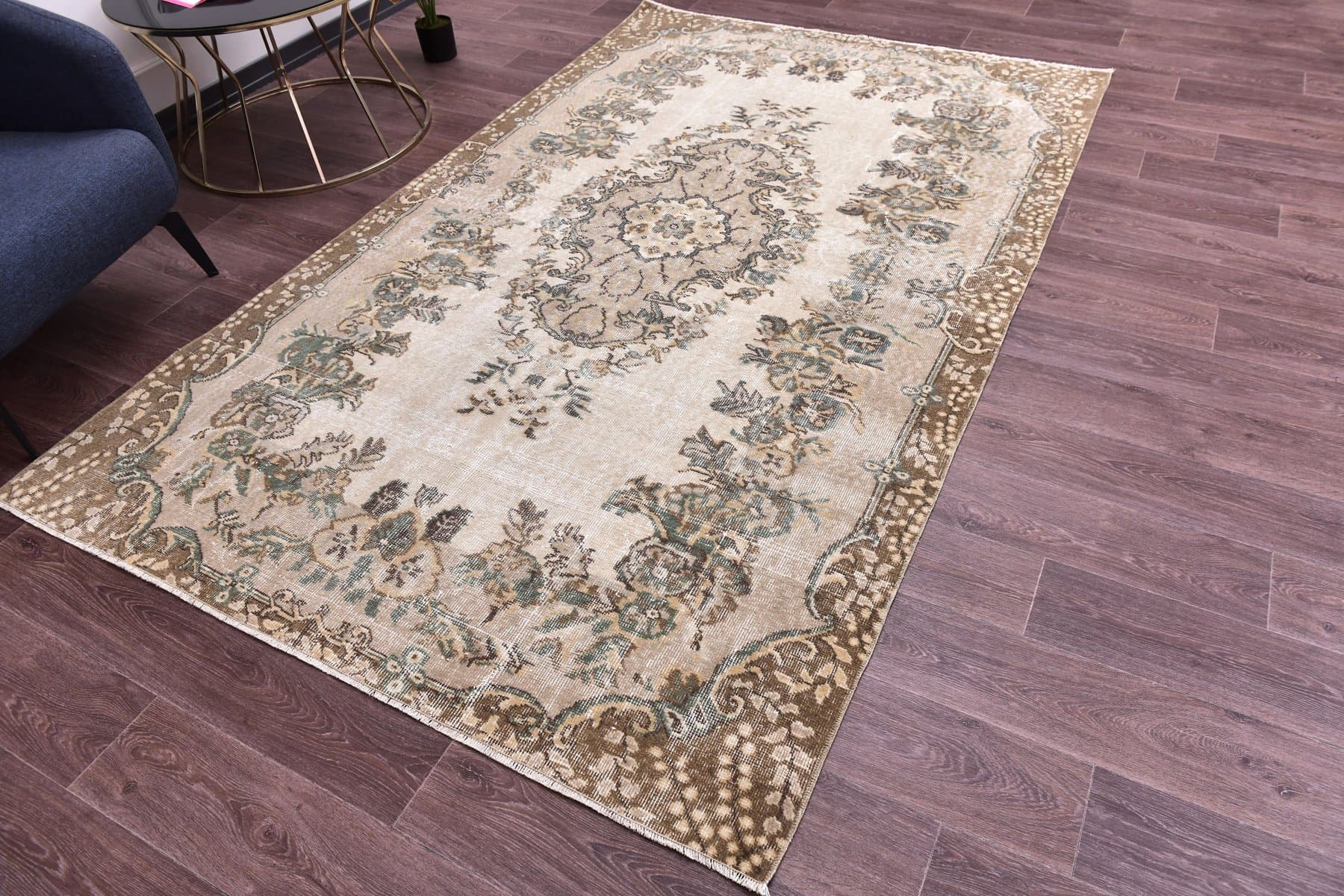 Dywan 162x262 cm, beżowy, brązowy, wełna, Turcja, lata 70. - 211156