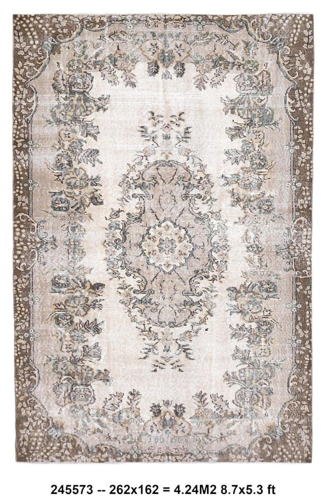 Dywan 162x262 cm, beżowy, brązowy, wełna, Turcja, lata 70. - WYMIARY