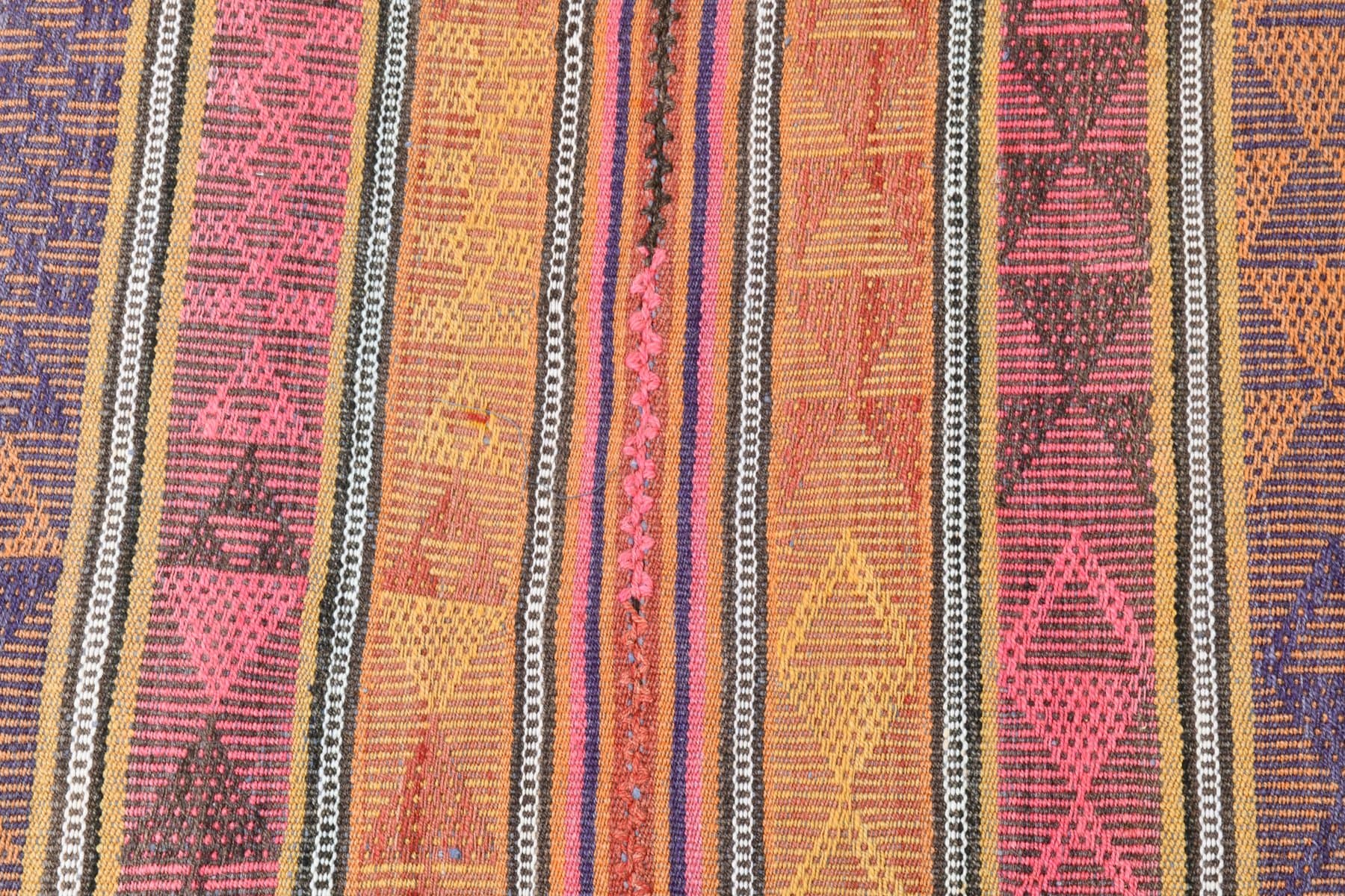 Chodnik 292x84 cm, pomarańczowy, fioletowy, wełna, Turcja, lata 60. - 211150