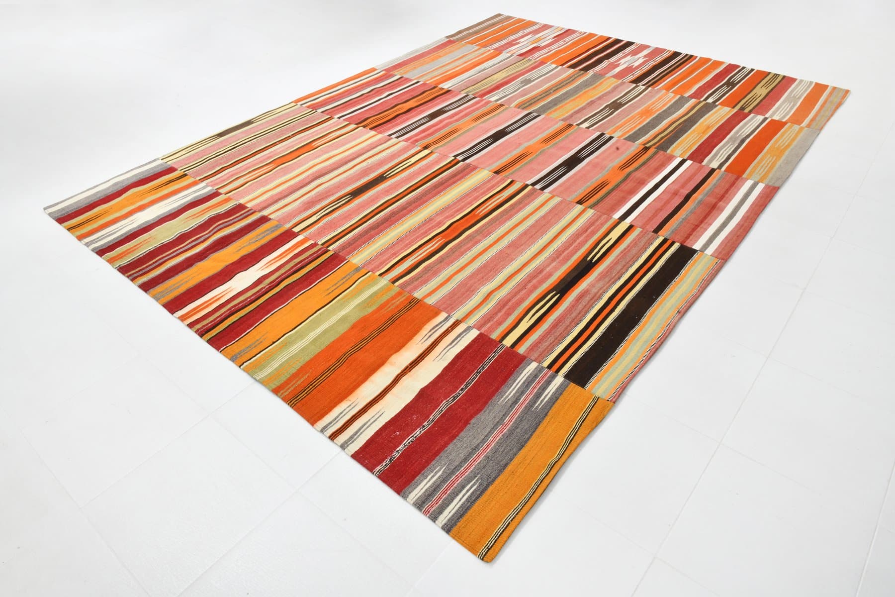 Kilim 353x257 cm, brązowy, wełna, lata 70. - 211135