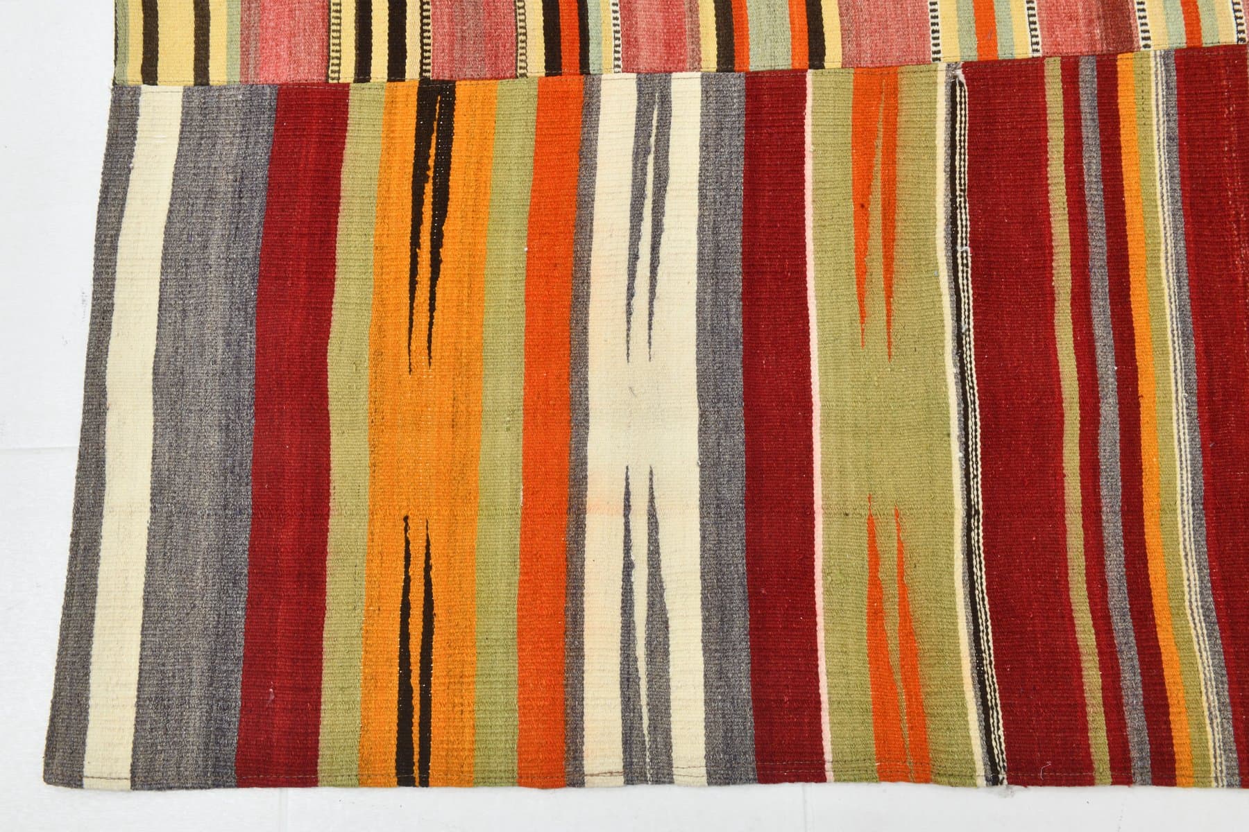 Kilim 353x257 cm, brązowy, wełna, lata 70. - 211141