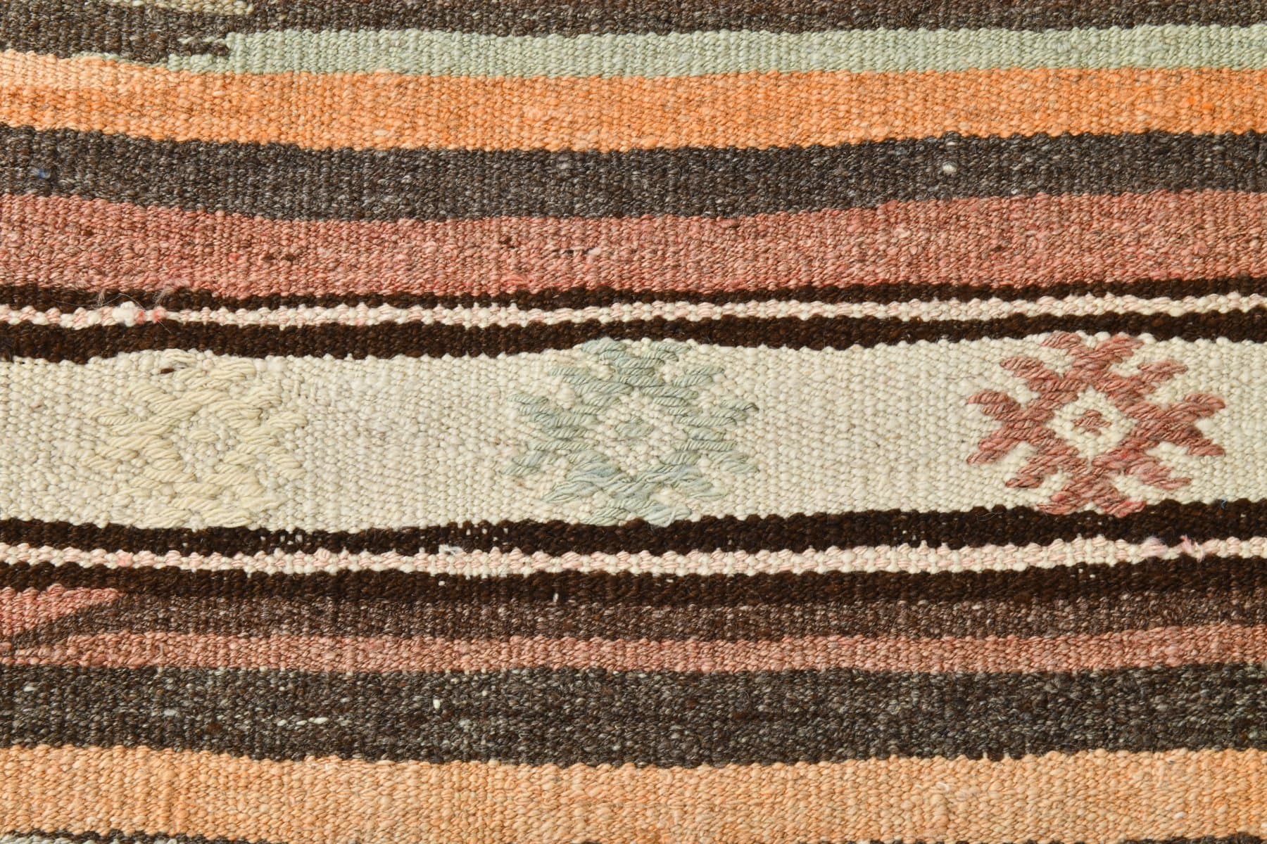 Kilim 174x292 cm, brązowy, pomarańczowy, wełna, Turcja, lata 60. - 211101