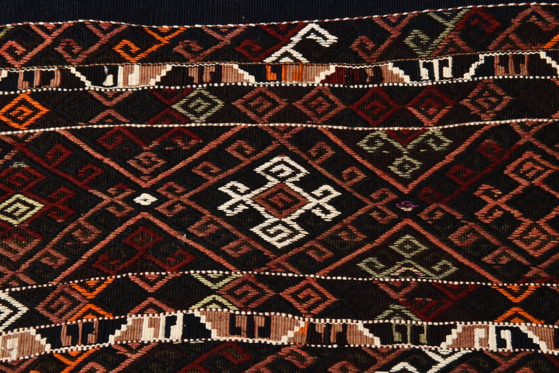 Chodnik 341x101 cm, czerwony, beżowy, wełna, Turcja, lata 60. - 211092