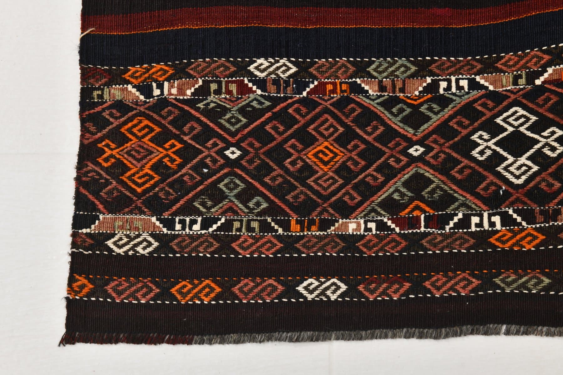 Chodnik 341x101 cm, czerwony, beżowy, wełna, Turcja, lata 60. - 211093
