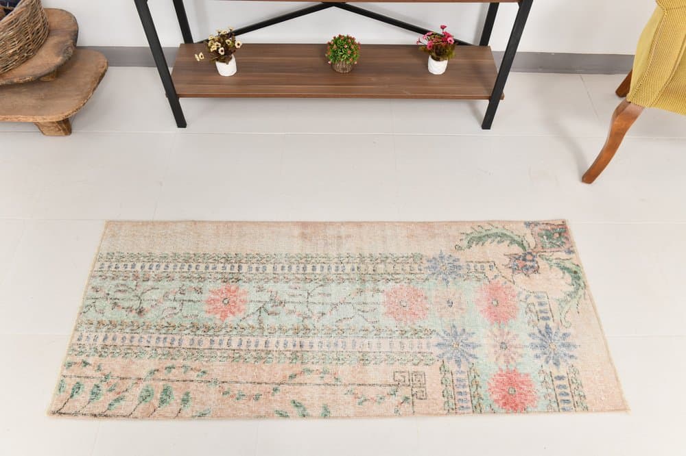 Rug 148x62 cm, green, wool, 1970s - 211368