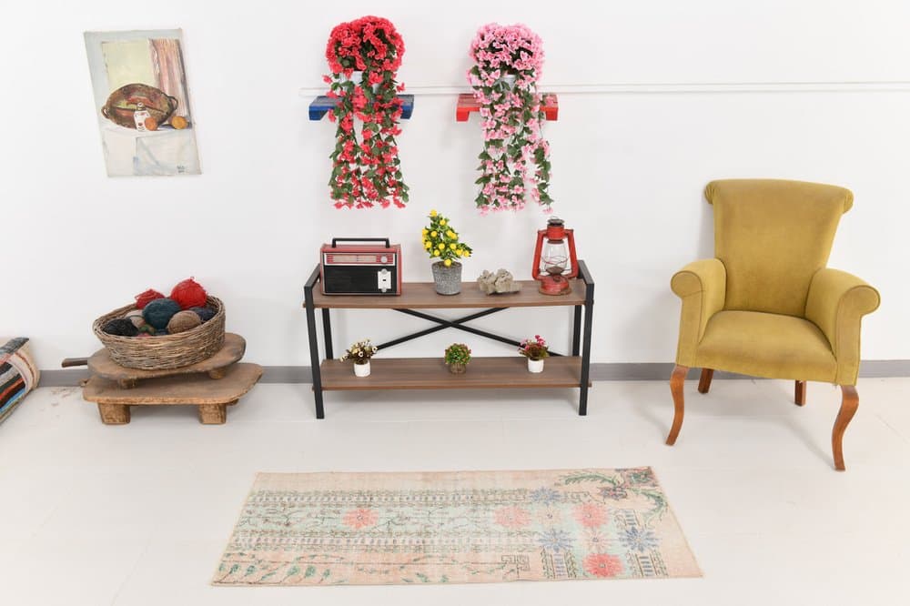 Rug 148x62 cm, green, wool, 1970s - 211369