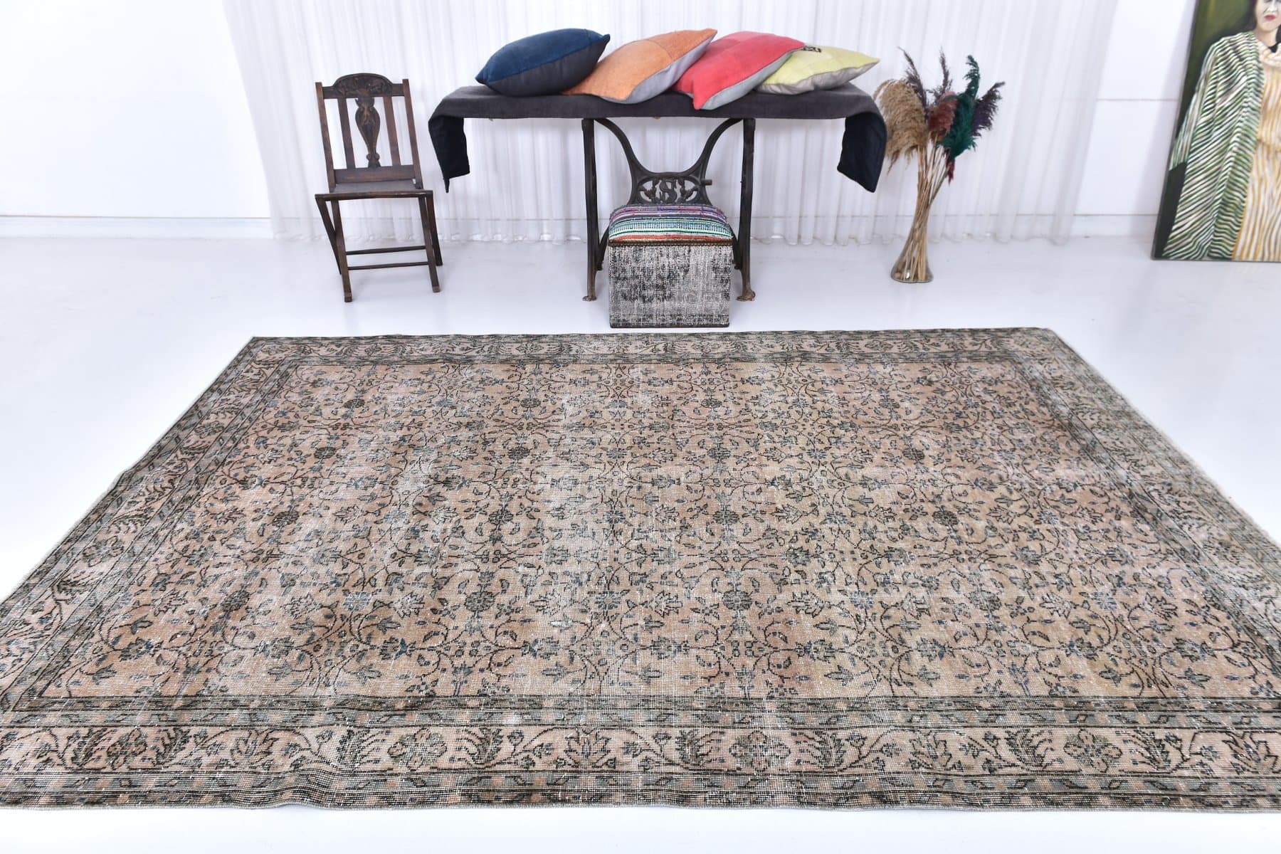 Dywan 307x206 cm, brązowy, wełna, Turcja, lata 60. - 211304