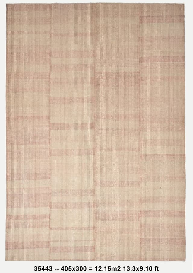 Kilim 405x300 cm, beżowy, wełna, Turcja, lata 80. - WYMIARY