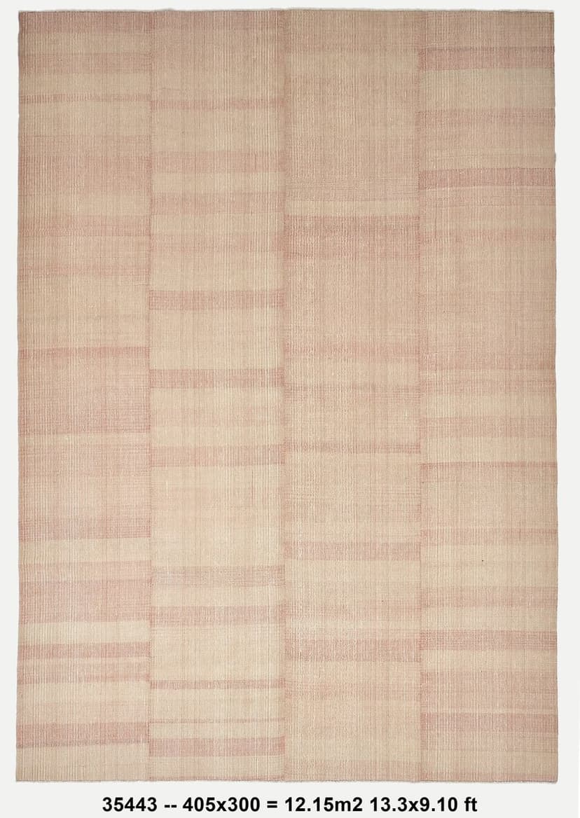 Kilim 405x300 cm, beżowy, wełna, Turcja, lata 80.