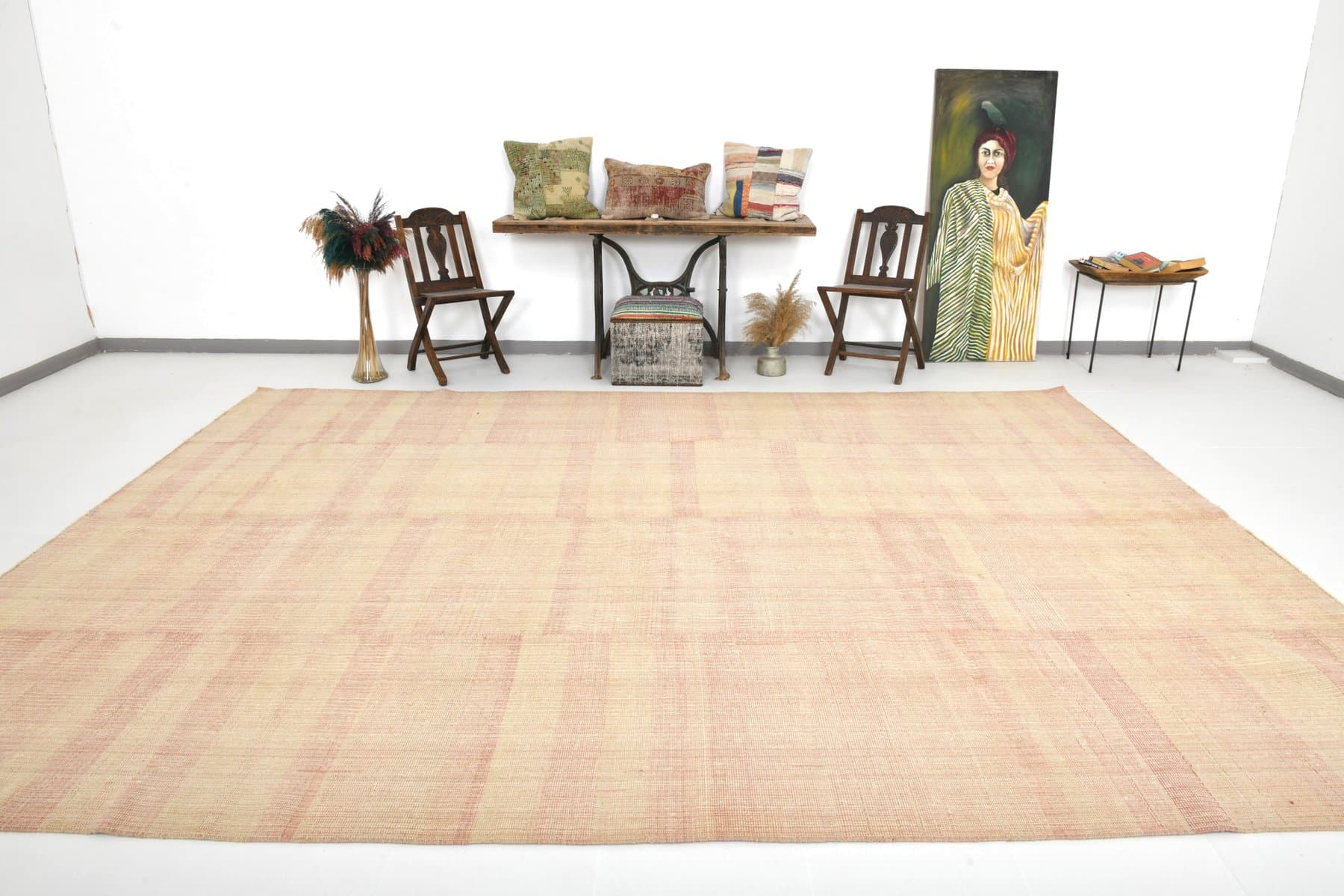 Kilim 405x300 cm, beżowy, wełna, Turcja, lata 80. - 211291