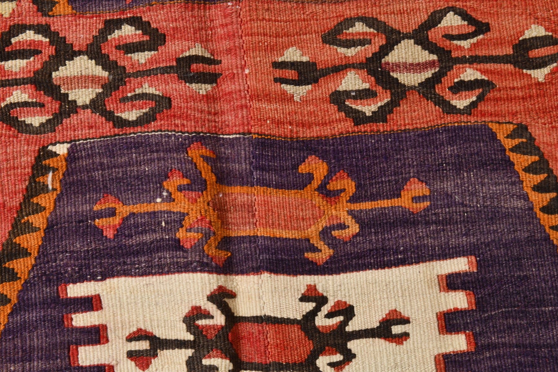 Kilim 155x330 cm, Red, Gold, Wool, 1970s - 211282