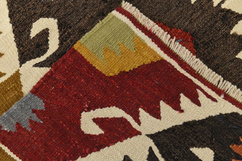 Kilim 367x274 cm, niebieski, beżowy, wełna, Turcja, lata 70. - 211327