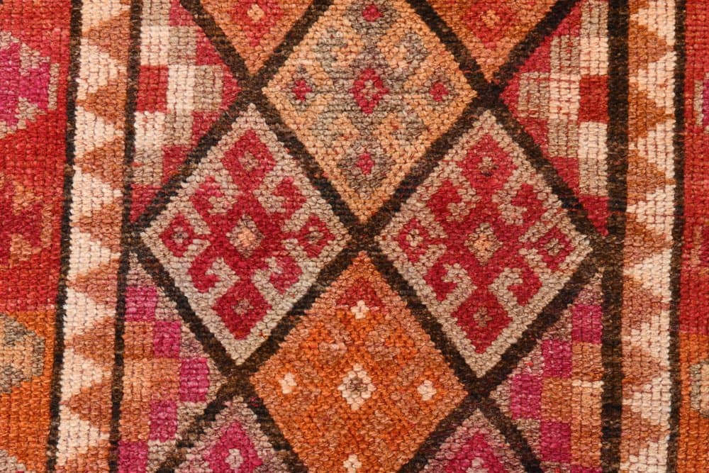 Chodnik 80x341 cm, czerwony, wełna, lata 70. - 211555