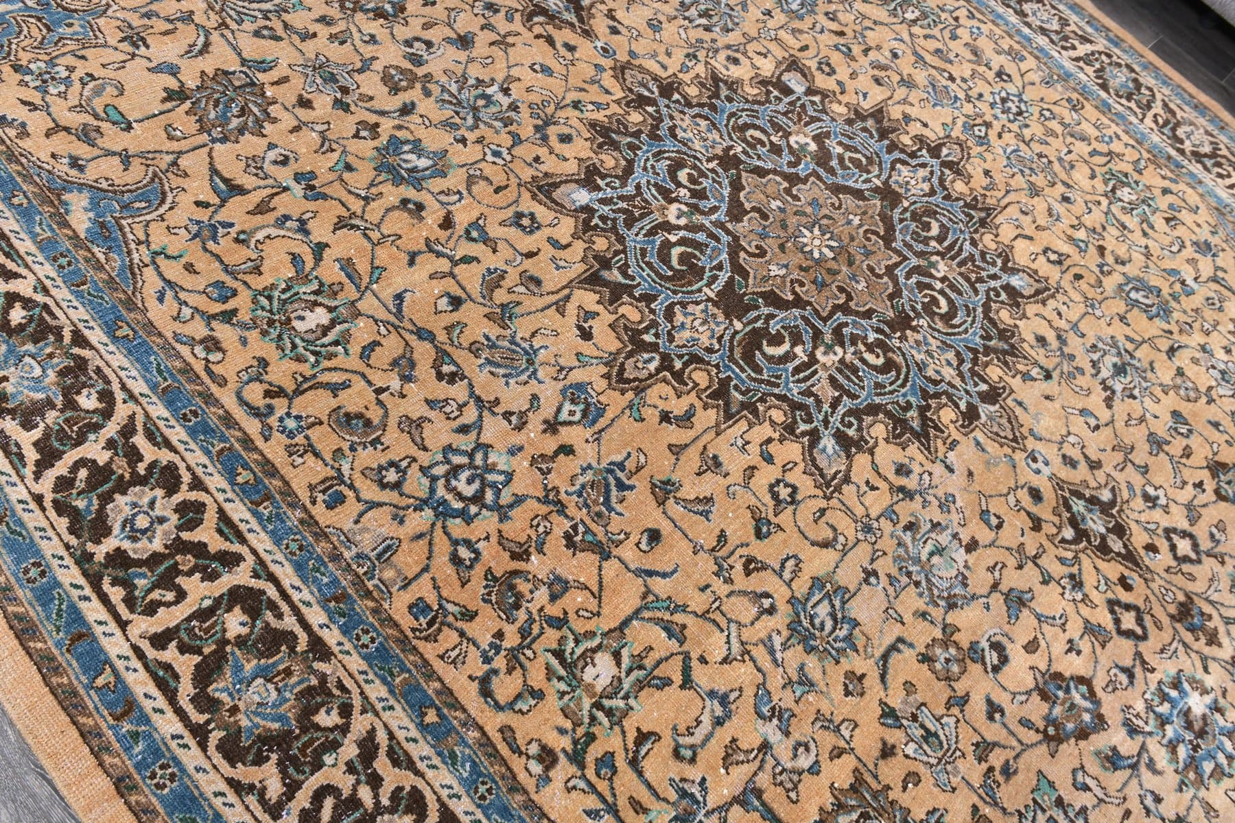 Dywan 381x289 cm, beżowy, wełna, Turcja, lata 60. - 211515