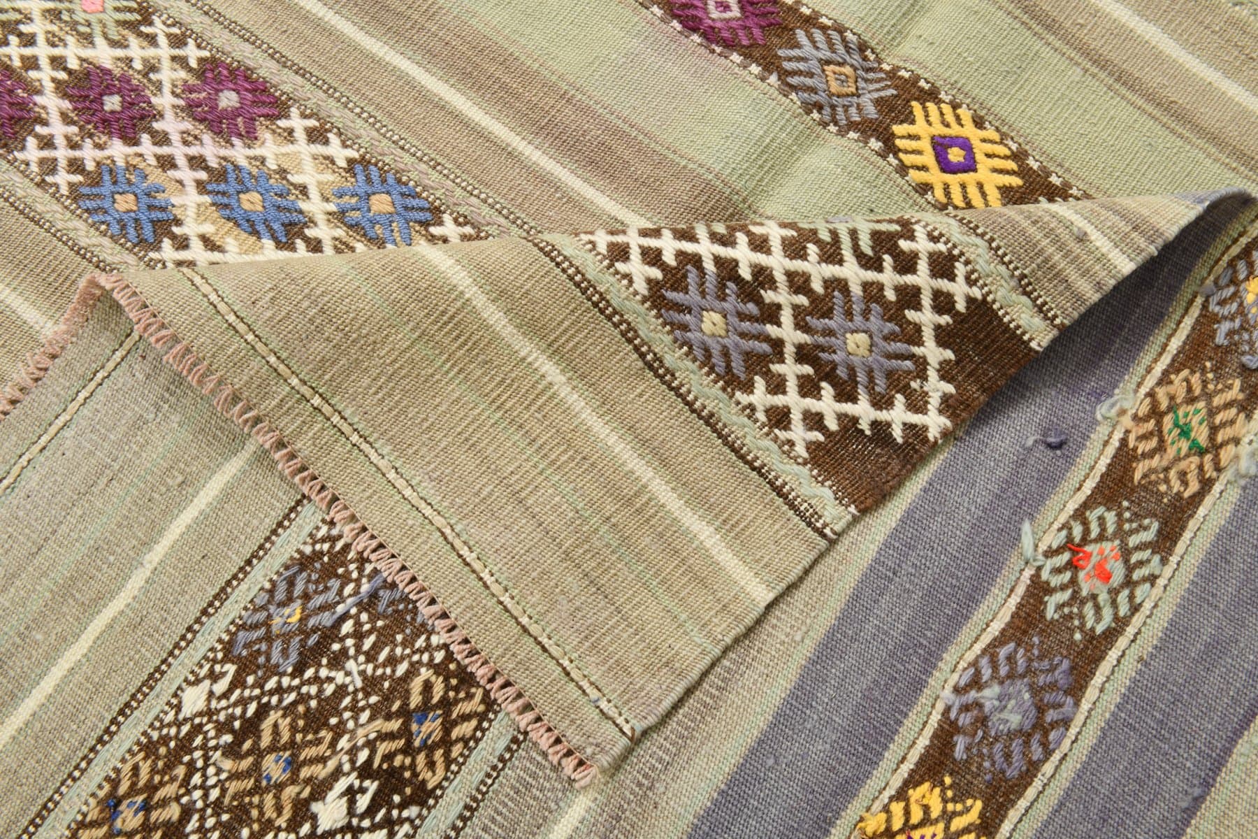 Kilim 241x139 cm, beżowy, wełna, Turcja, lata 60. - 211495