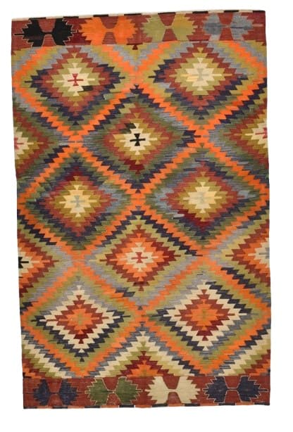 Kilim 228x146 cm, brązowy, wełna, Turcja, lata 60. - 211570