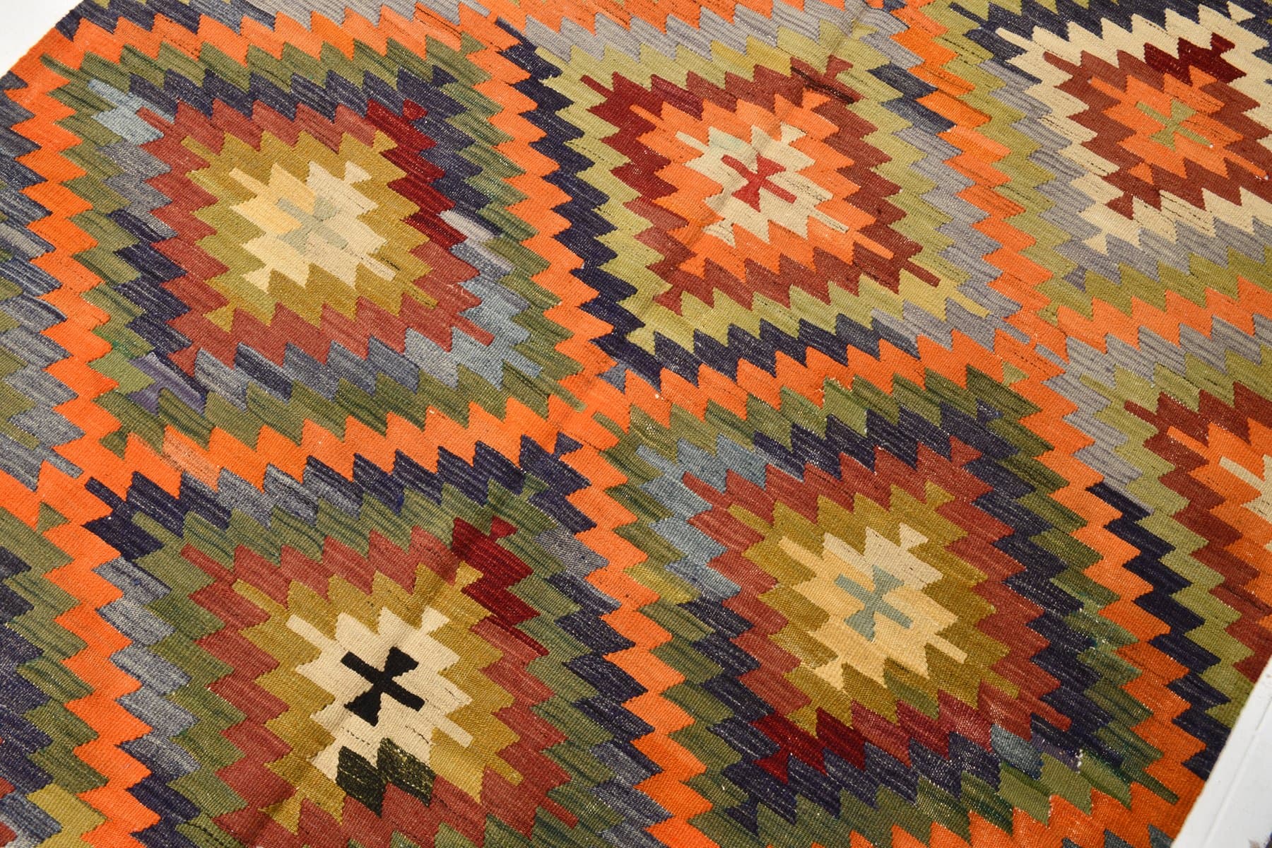 Kilim 228x146 cm, brązowy, wełna, Turcja, lata 60. - 211398