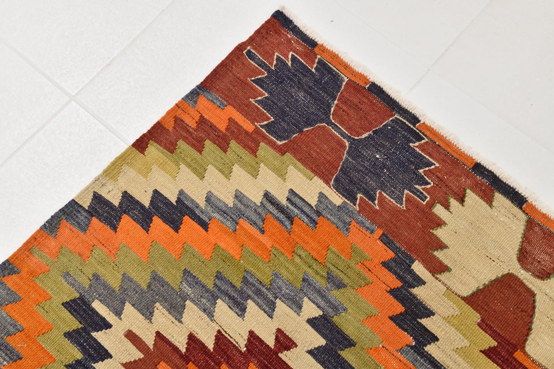 Kilim 228x146 cm, brązowy, wełna, Turcja, lata 60. - 211393