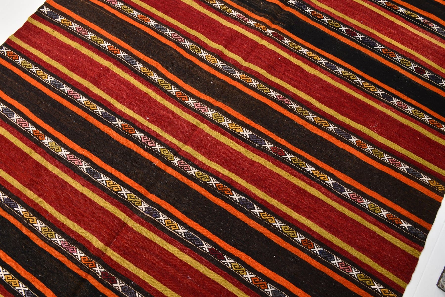 Kilim 269x184 cm, czerwony, czarny, wełna, Turcja, lata 60. - 212119