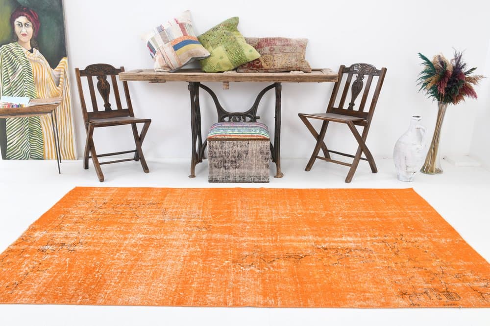 Dywan 247x135 cm, pomarańczowy, wełna, Turcja, lata 60. - 212106
