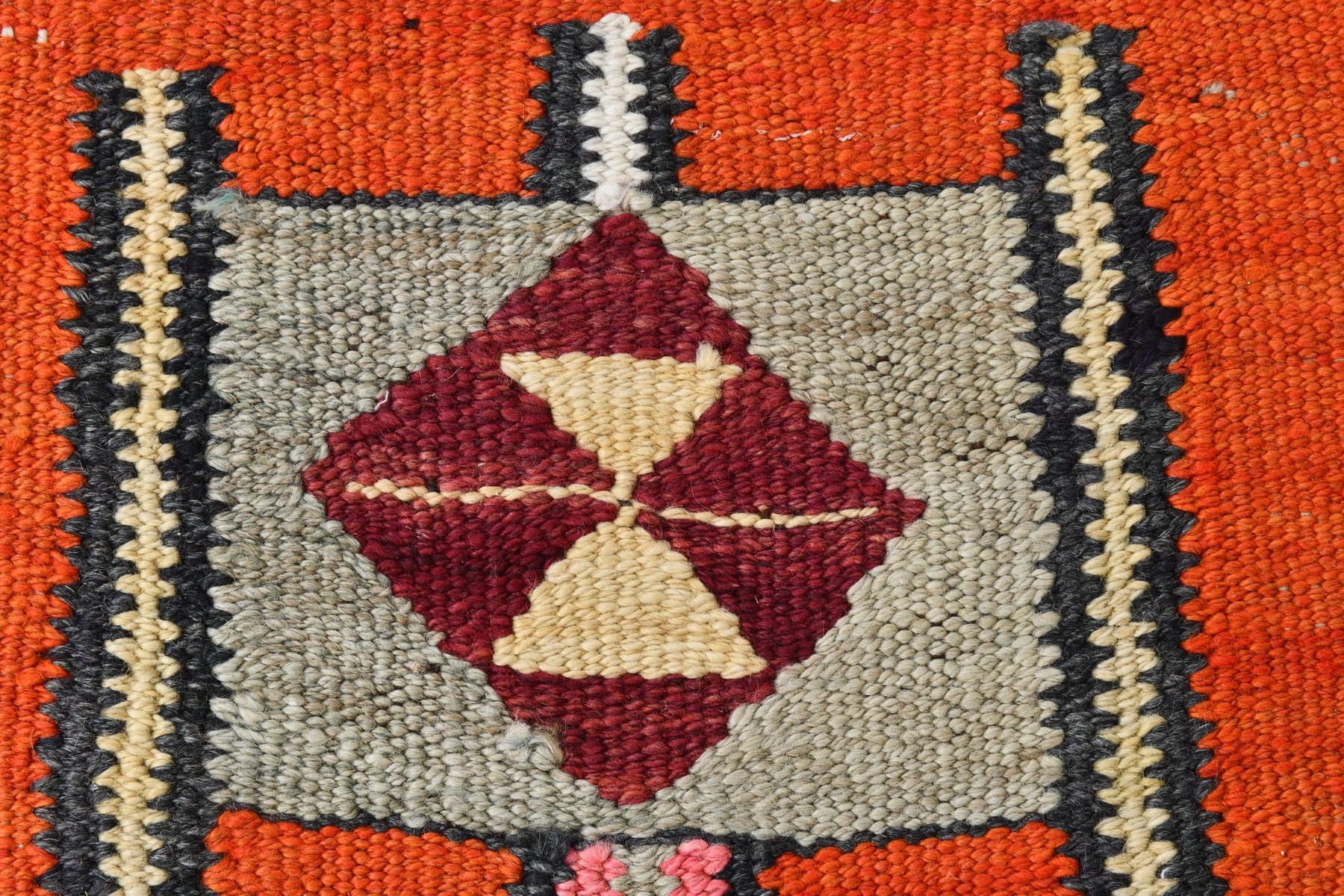 Kilim 327x94 cm, czerwony, pomarańczowy, wełna, Turcja, lata 60. - 212087