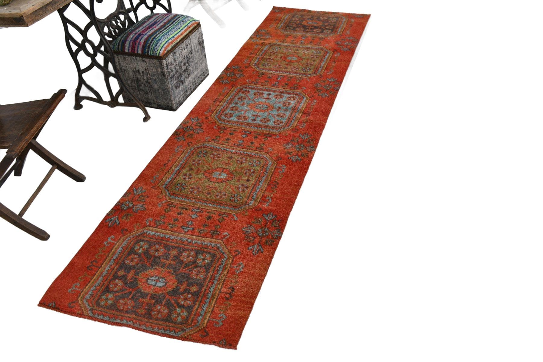 Chodnik 288x79 cm, czerwony, wełna, Turcja, lata 70. - 212072