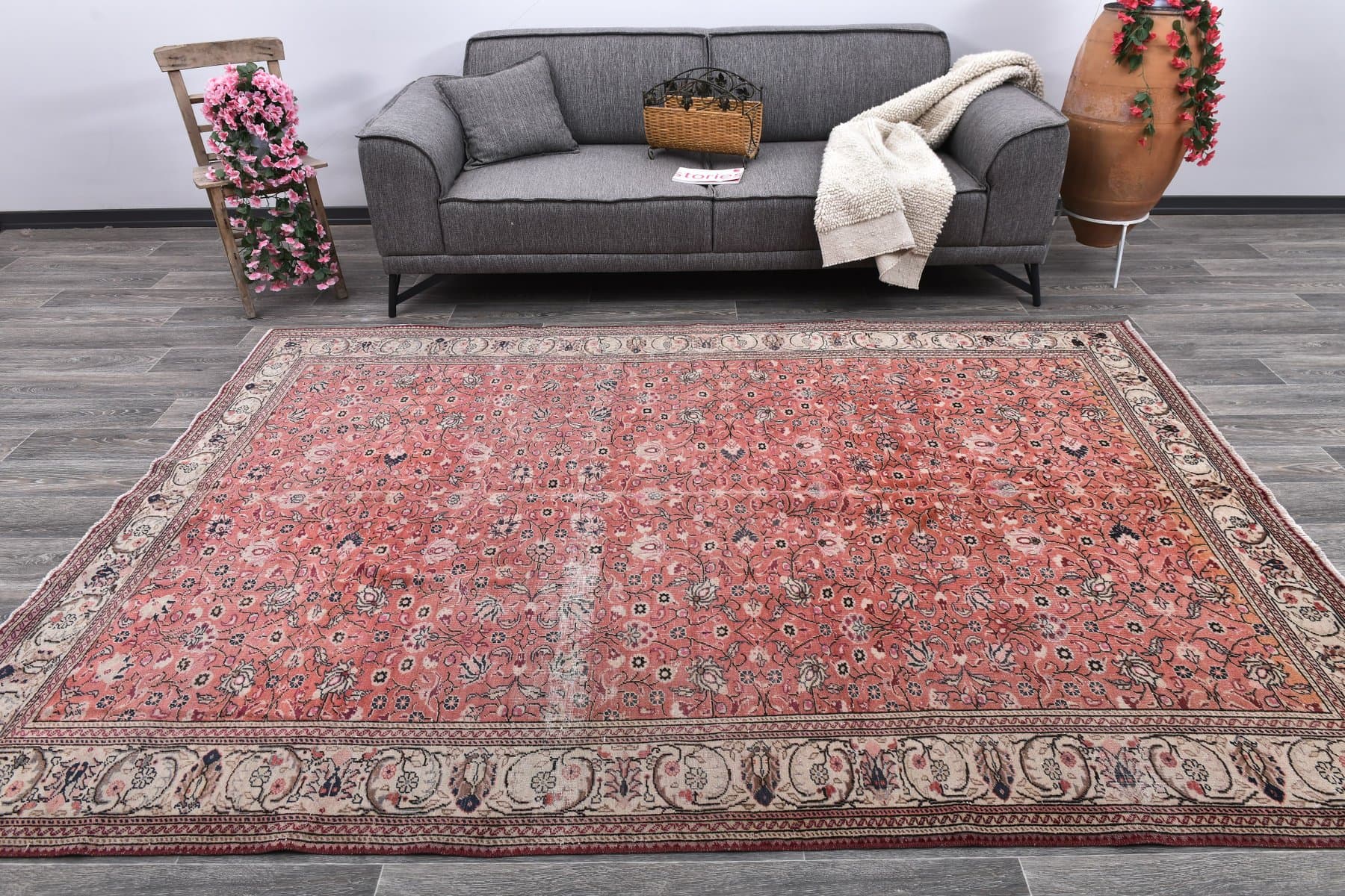 Dywan 195x283 cm, czerwony, wełna, Turcja, lata 60. - 212065