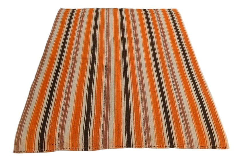 Kilim 178x149 cm, pomarańczowy, wełna, lata 70.