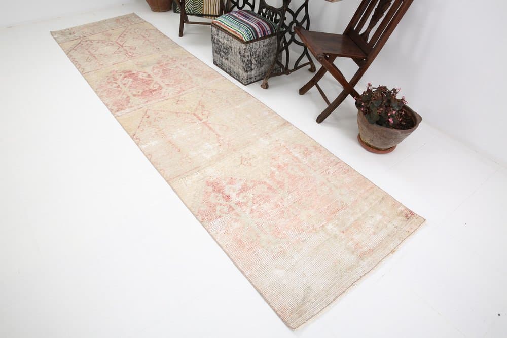 Chodnik 355x90 cm, beżowy, wełna, Turcja, lata 60. - 211904