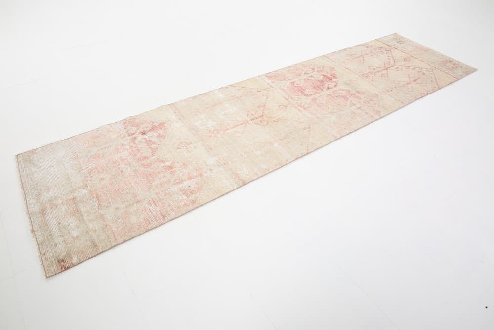 Chodnik 355x90 cm, beżowy, wełna, Turcja, lata 60. - 211909