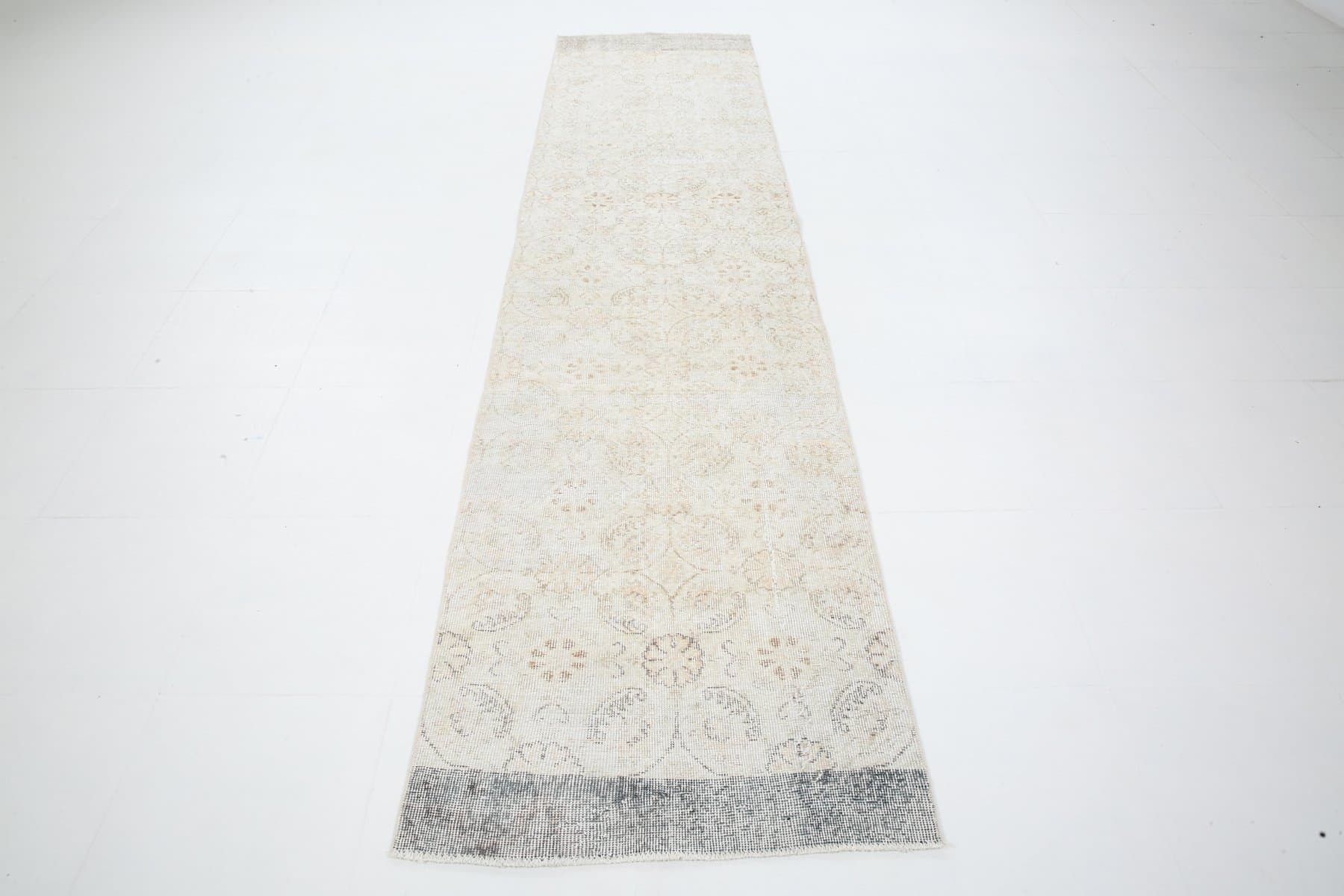 Chodnik 82x338 cm, beżowy, wełna, Turcja, lata 60. - 211874